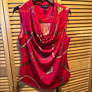 INC Red, Brown and Tan Top